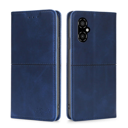 Magnetic flip leather phone case, navy blue leather with magnetic closure and camera cutout