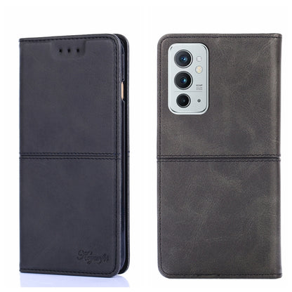 Magnetic flip leather phone case in dark gray/black with triple camera cutout.