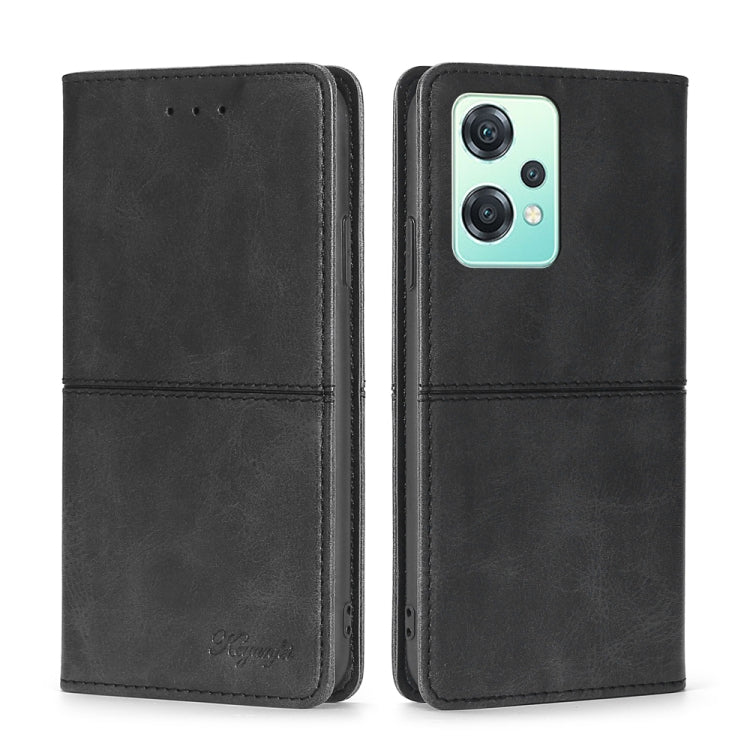 Magnetic flip leather phone case in black; front and back with camera cutout