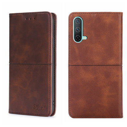 Brown leather wallet phone case with magnetic horizontal flip and camera cutout