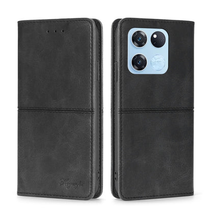 Black leather wallet phone case with magnetic horizontal flip and camera cutout