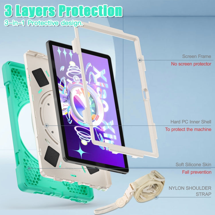 Mint green 3-layer protective tablet case with hard shell and soft silicone
