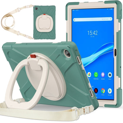 Emerald green protective tablet case with rotating handle and shoulder strap
