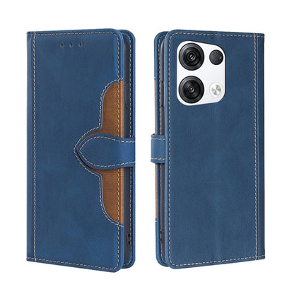 Magnetic leather phone case with folio cover, blue finish, and card-slot cutouts