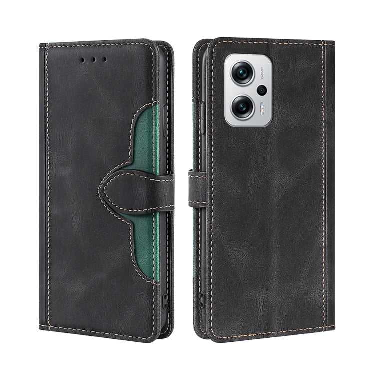 Magnetic buckle leather phone case, black with green interior and card slots