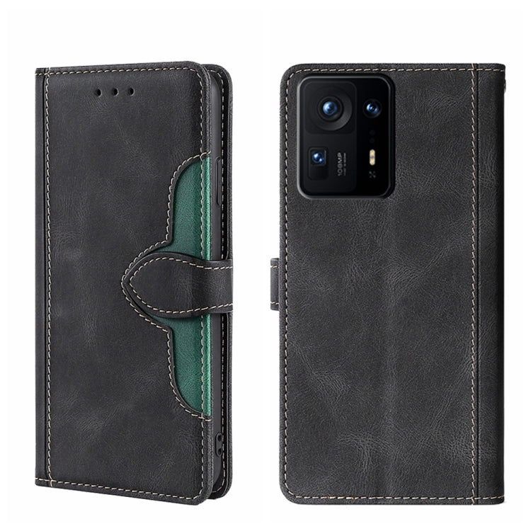 Black leather phone case, magnetic buckle flip cover with card slot