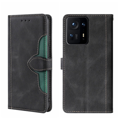 Black leather phone case, magnetic buckle flip cover with card slot