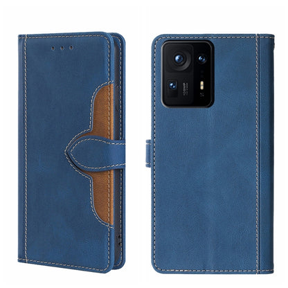 Blue leather phone case with magnetic buckle flip cover and card holder slot