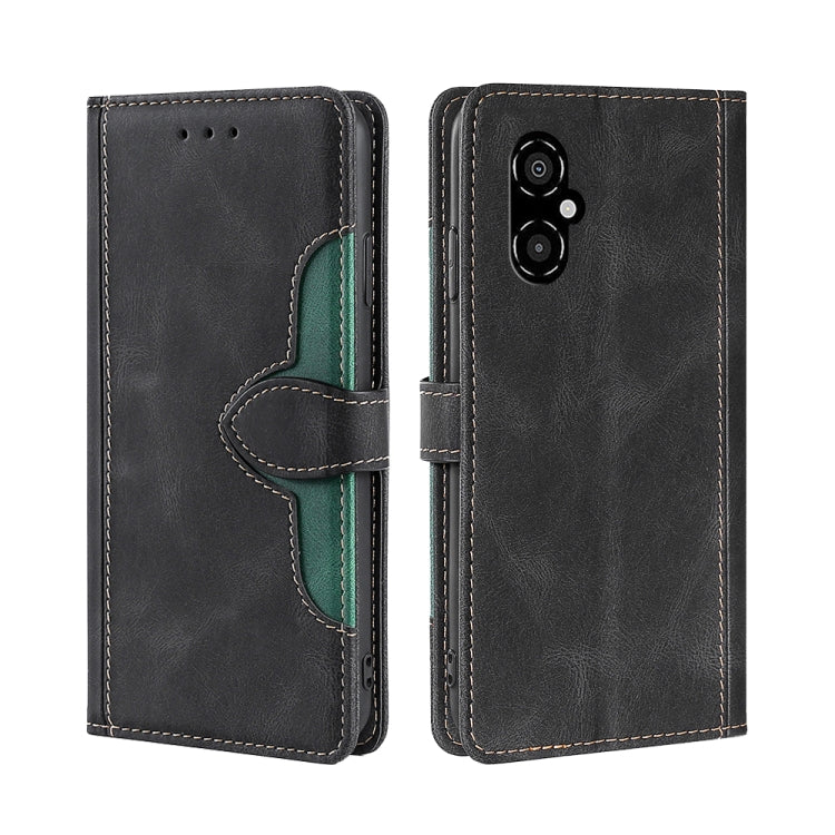 Dark leather phone case with magnetic buckle flip cover and card holder