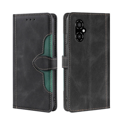 Dark leather phone case with magnetic buckle flip cover and card holder