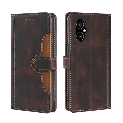 Brown leather phone case with magnetic buckle flip cover and card holder