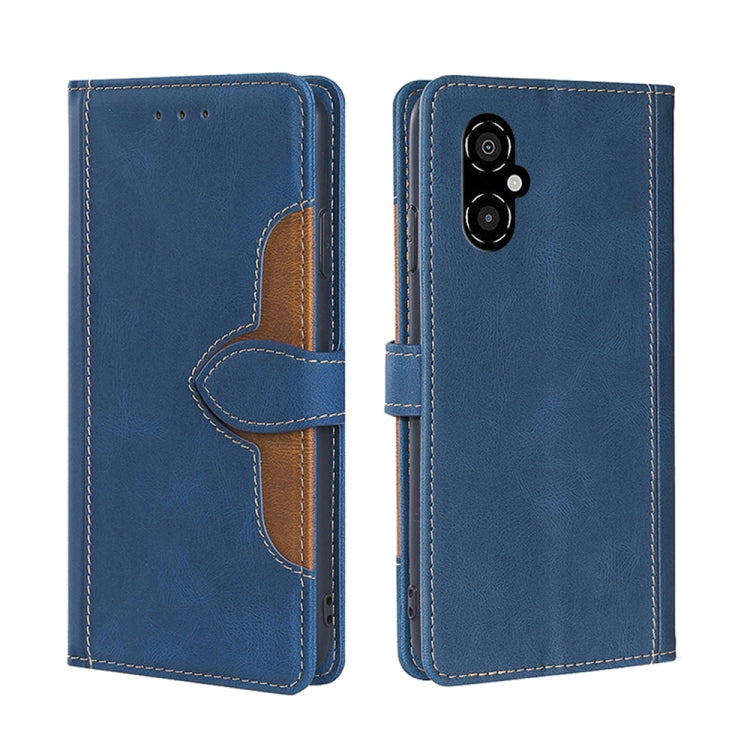 Blue leather phone case with magnetic buckle flip cover and card holder