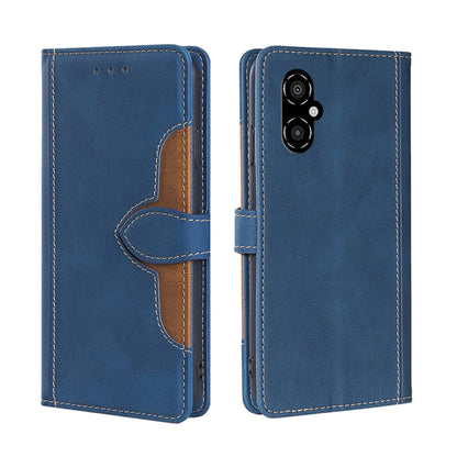 Blue leather phone case with magnetic buckle flip cover and card holder