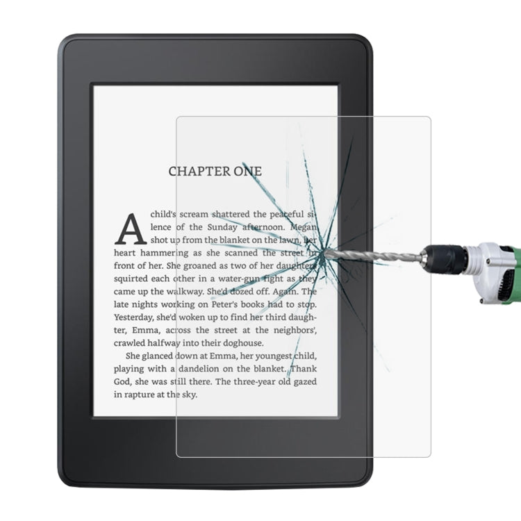 Tempered tablet glass screen protector film on a tablet device screen