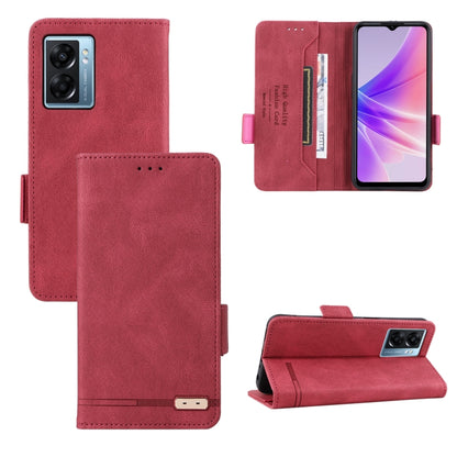 Magnetic clasp leather phone case with card holder, red flip cover
