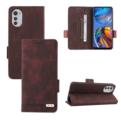 Magnetic clasp leather phone case with card holder, brown flip cover