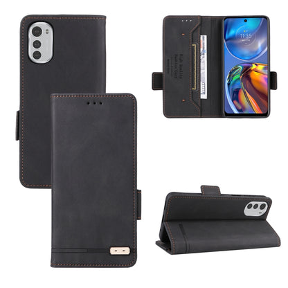 Magnetic clasp leather phone case with card holder, black flip cover