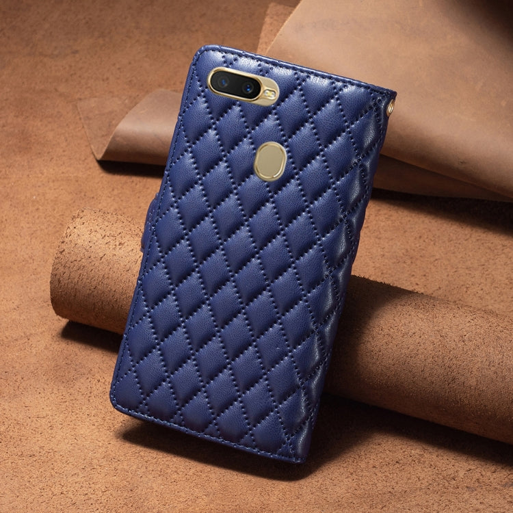 Blue textured diamond phone case with magnetic closure and camera cutout