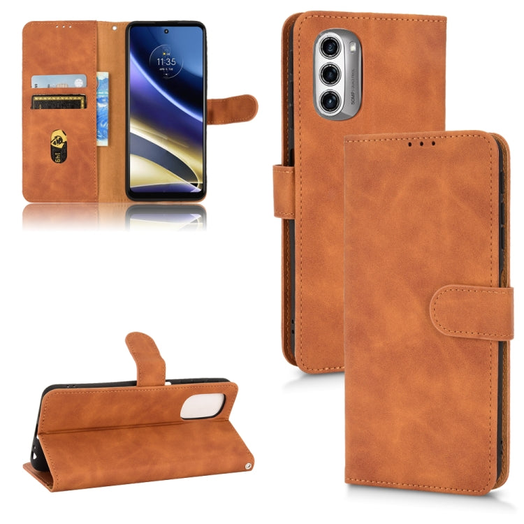 Brown magnetic flip leather phone case with card slots and fold stand