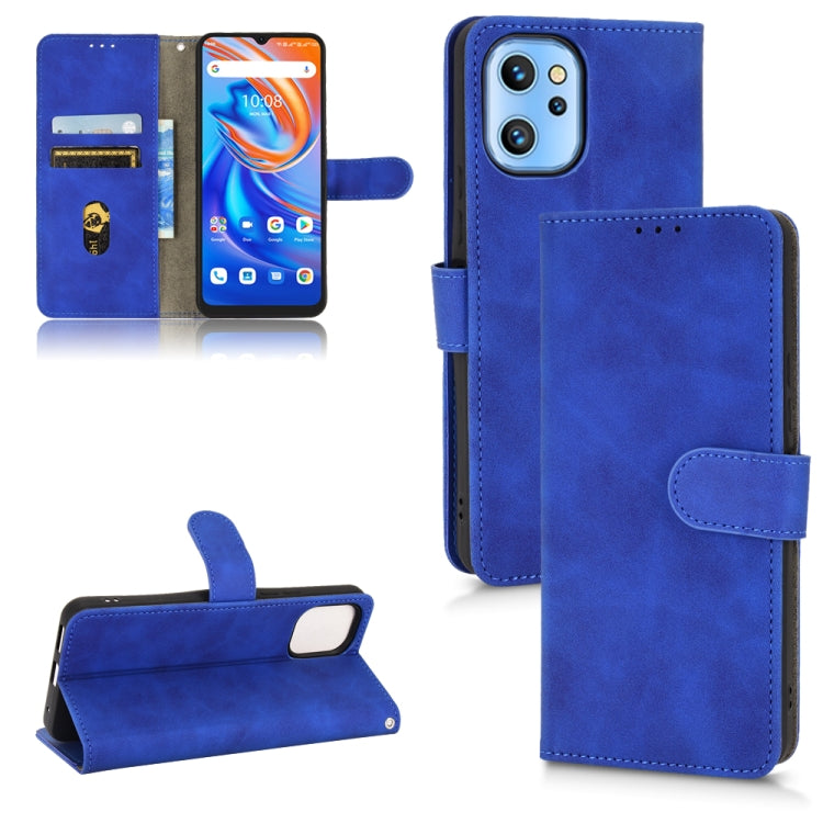 Blue magnetic flip leather phone case with card slots and fold stand