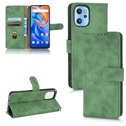 Green magnetic flip leather phone case with card slots and fold stand
