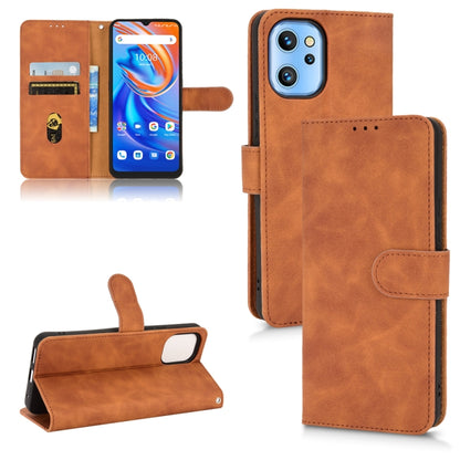 Brown magnetic flip leather phone case with card slots and fold stand