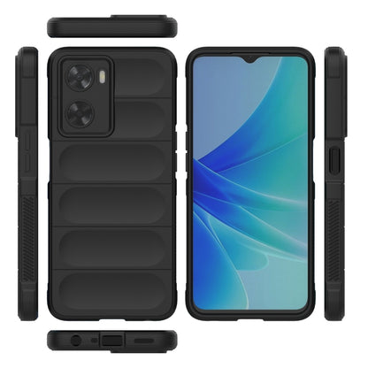 Black TPU phone case with front cover, back panel, and side buttons exposed