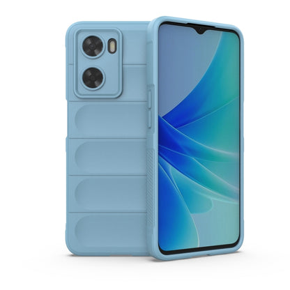 Light blue TPU phone case with raised camera cutout and ribbed back