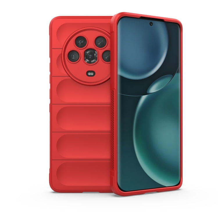 Red TPU phone case with raised camera protection and rugged ribbed back