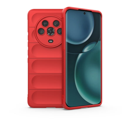 Red TPU phone case with raised camera protection and rugged ribbed back