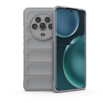 Light gray TPU phone case with raised camera cutout and ribbed back