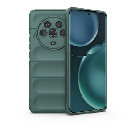 Dark green TPU phone case with raised camera cutout and ribbed back
