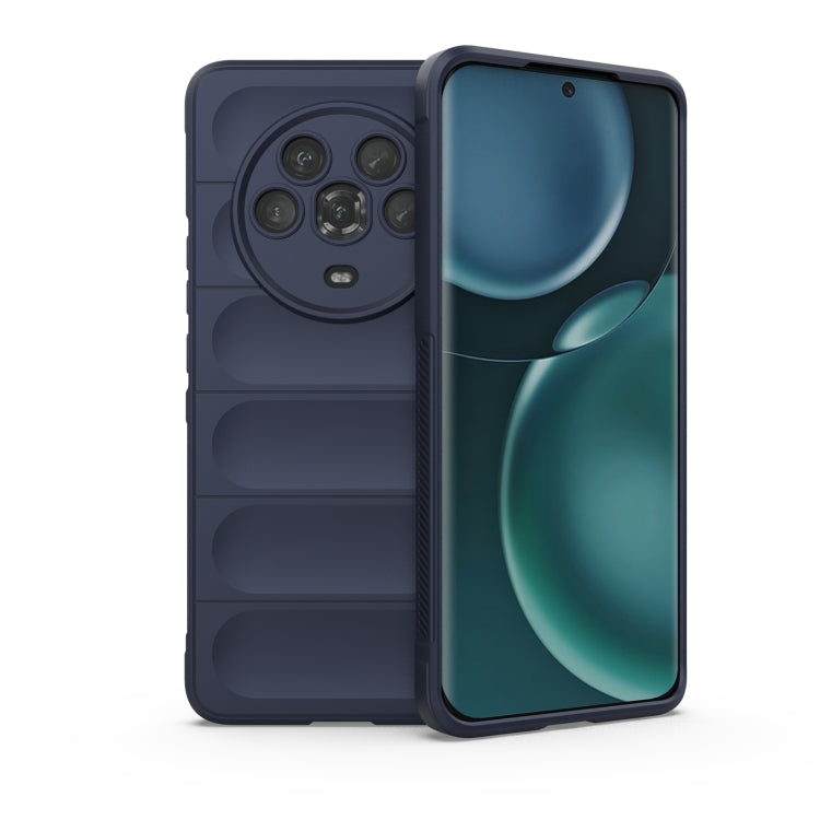 TPU phone case with flannel lining, dark blue rugged back with raised camera cover