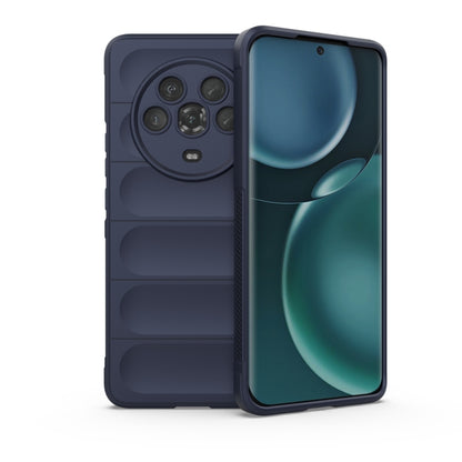 TPU phone case with flannel lining, dark blue rugged back with raised camera cover