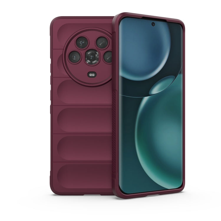 TPU phone case with flannel lining, wine red rugged back with raised camera cover