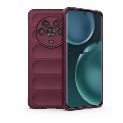 TPU phone case with flannel lining, wine red rugged back with raised camera cover