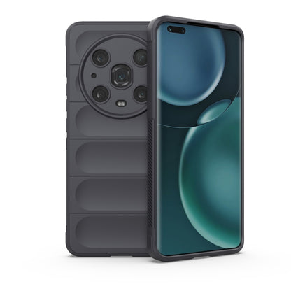 TPU phone case with flannel lining, dark gray rugged back with raised camera cover