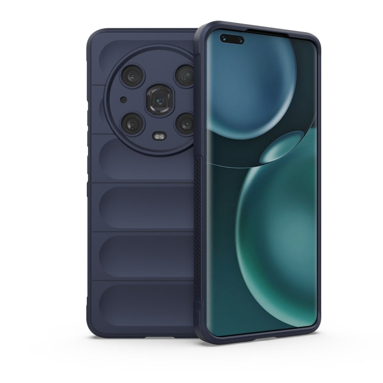 Dark navy TPU phone case with circular camera protection and raised edges