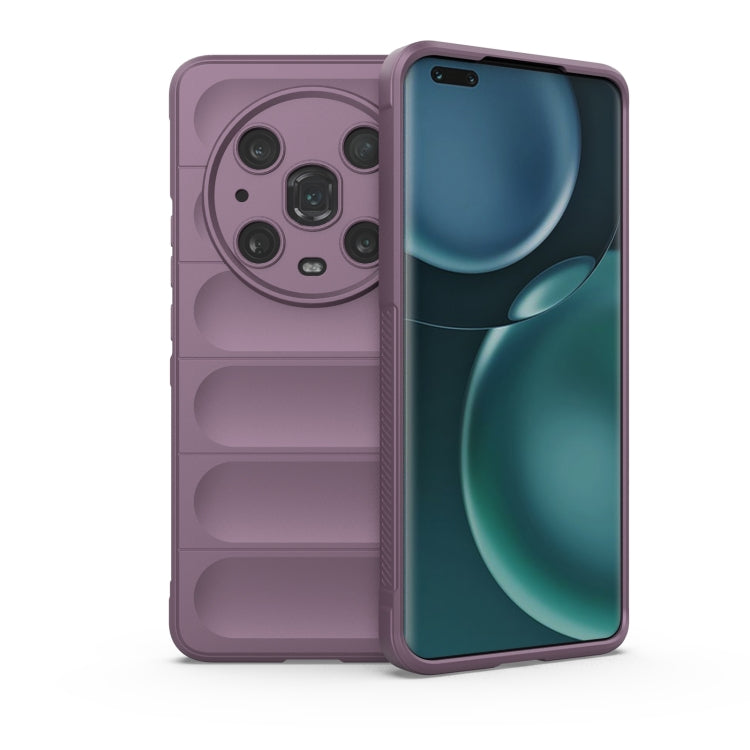 Purple TPU phone case with circular camera cover and raised device edges