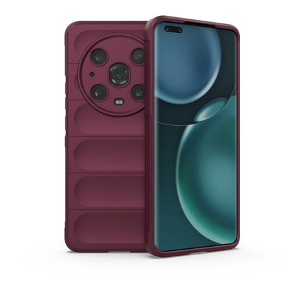 Wine red TPU phone case with circular camera cover and raised edges