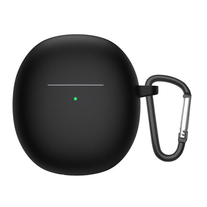 Black liquid silicone earbud protective case with carabiner clip for TWS earbuds
