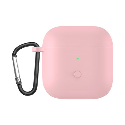 Pink liquid silicone earphone protective case with keychain clip for earbuds