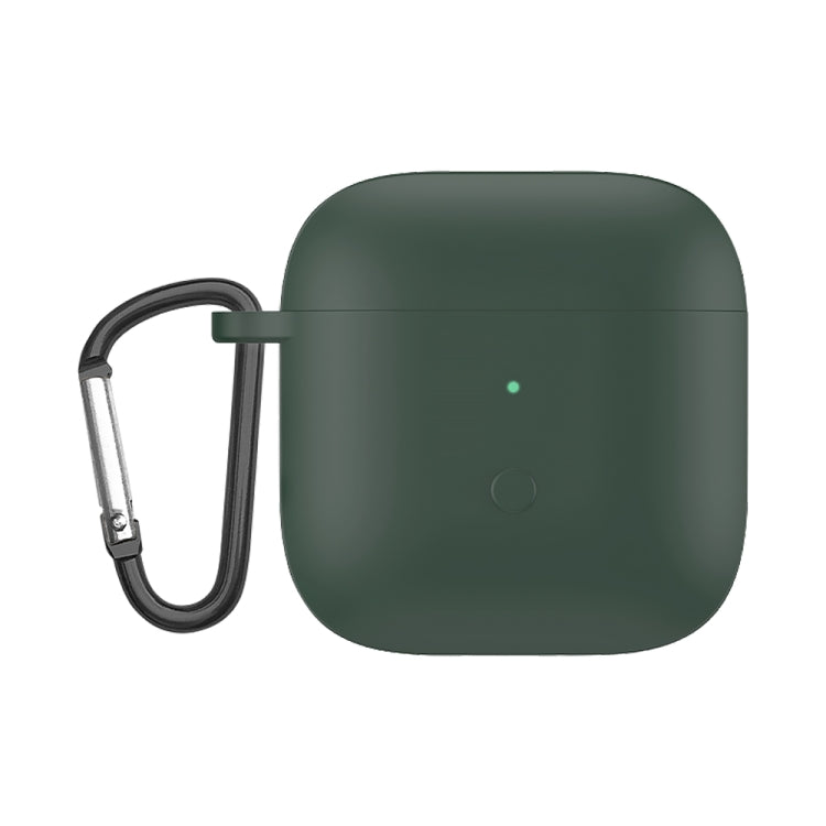 Dark green liquid silicone earphone protective case with keychain clip for earbuds