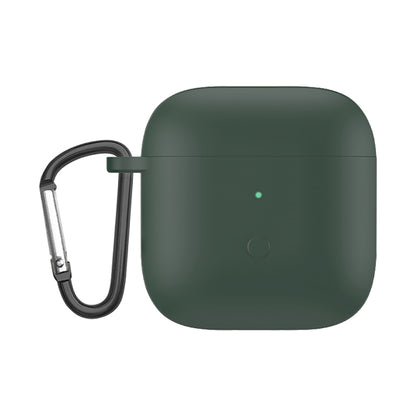 Dark green liquid silicone earphone protective case with keychain clip for earbuds