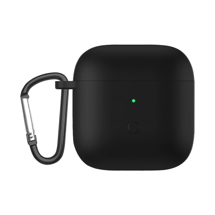Black liquid silicone earphone protective case with keychain clip for earbuds