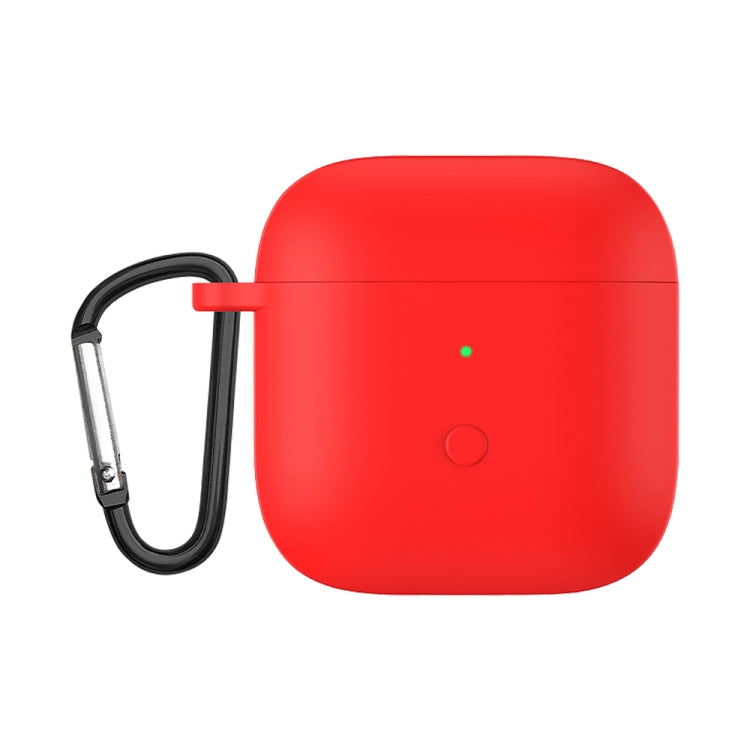 Red liquid silicone earphone protective case with keychain clip for earbuds