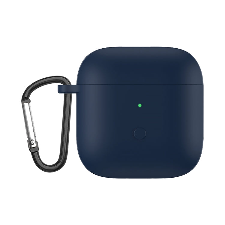 Midnight blue liquid silicone earphone protective case with keychain clip for earbuds
