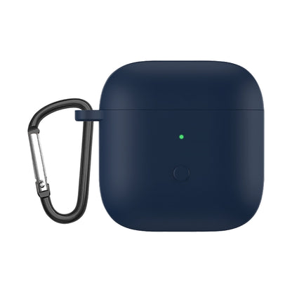 Midnight blue liquid silicone earphone protective case with keychain clip for earbuds