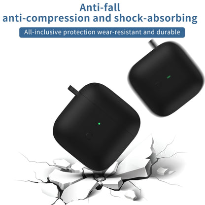 Black silicone earphone protective case with carabiner, shock-absorbing protection shown