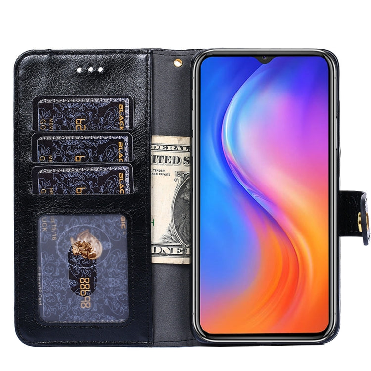 Black leather zipper phone case with inner card slots and magnetic flap cover